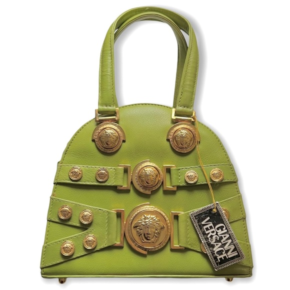 Versace Handbags - Gianni Versace F/W 1992 Green Bondage Medusa Medallion Vintage Mini Bag